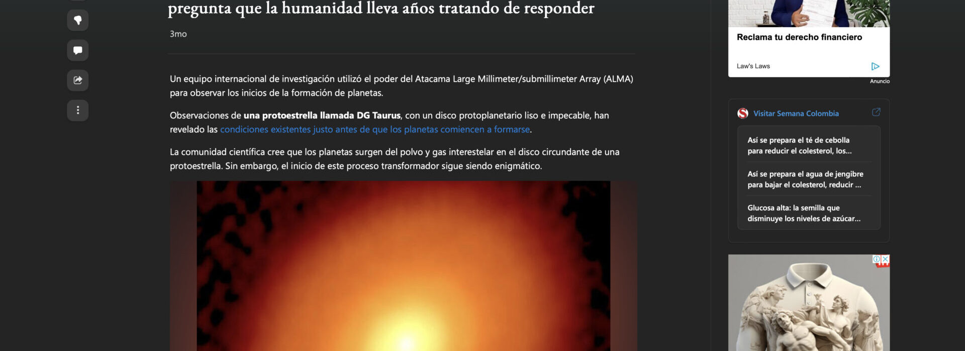 Científicos detectan protoestrella que respondería a la gran pregunta que la humanidad lleva años tratando de responder